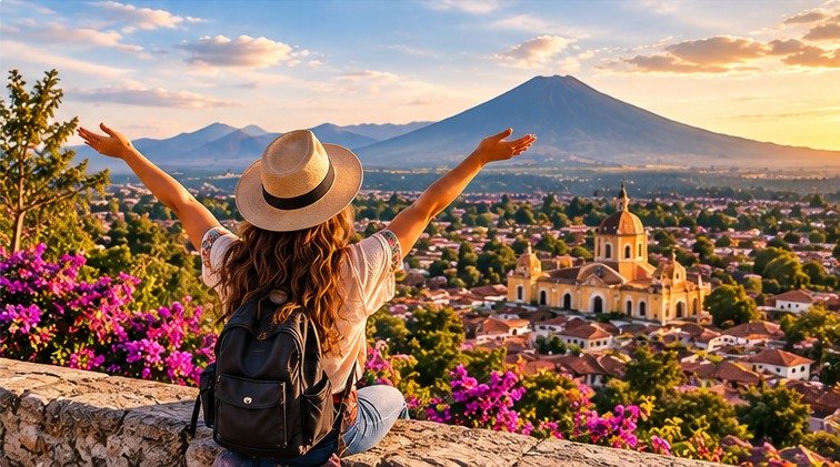 Viajera disfrutando de Guatemala